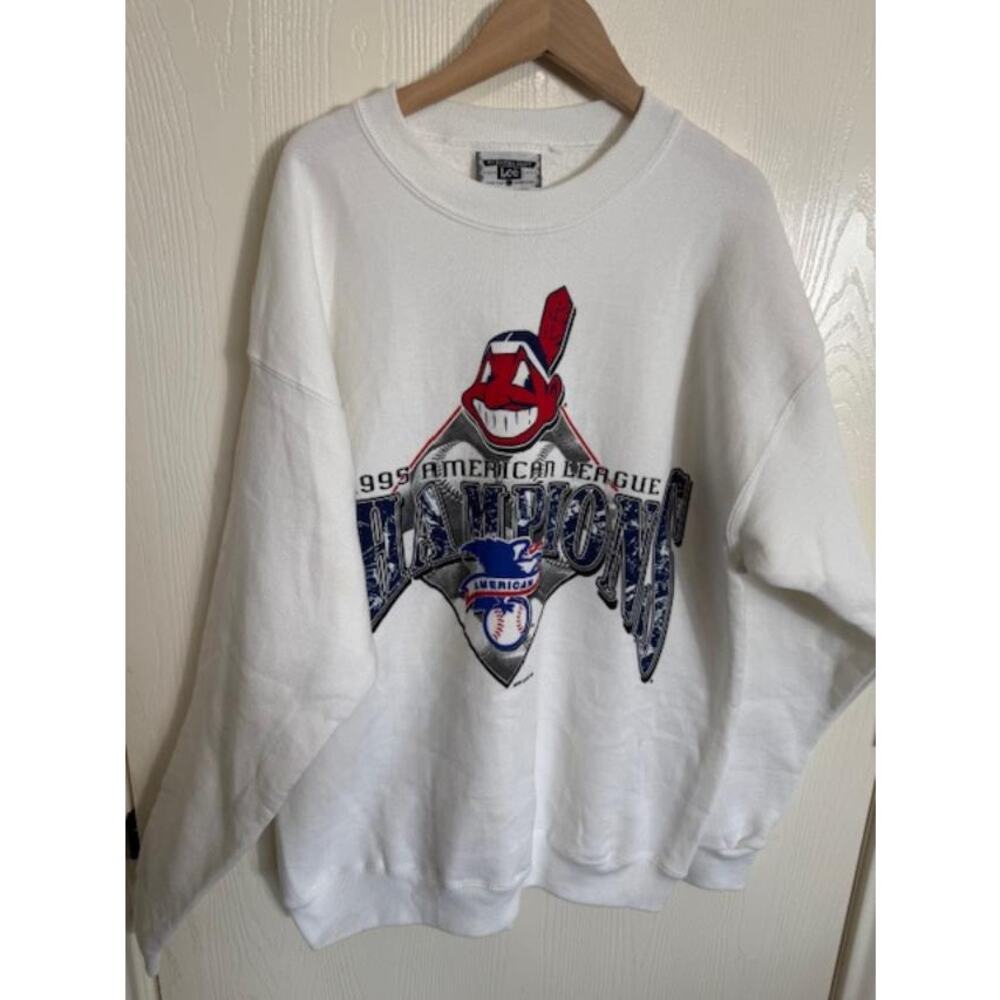 Vntg 1995 Cleveland Indians American League Champions Sweatshirt made in USA -L